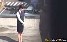 Japanese lady pissing in public